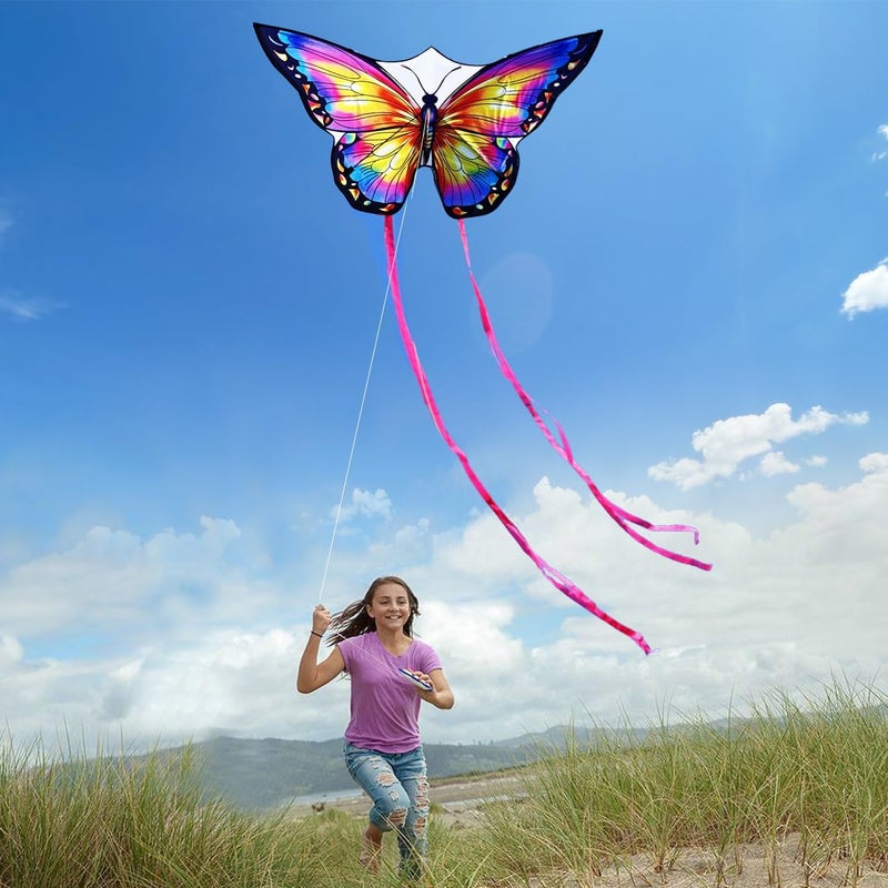 Honbo Butterfly Kites for Kids & Adults,55" x 28" Large Beginner Kite for Kids Ages 4-8,Easy to Fly for Beginners, Each Kite with 300ft Line Handle,Beach Kites for Outdoor Activities & Family Trip - Image 2
